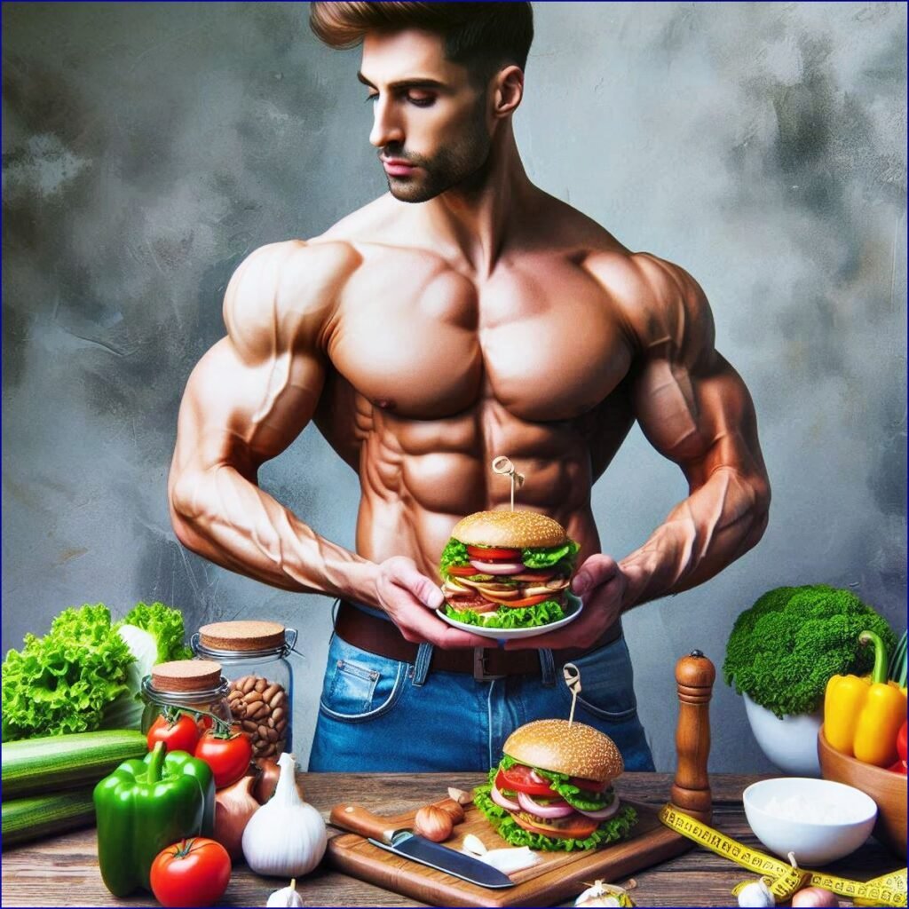 صورة شخص مفتول العضلات بسبب الوجبات الصحية والنظام الغذائي الصحي