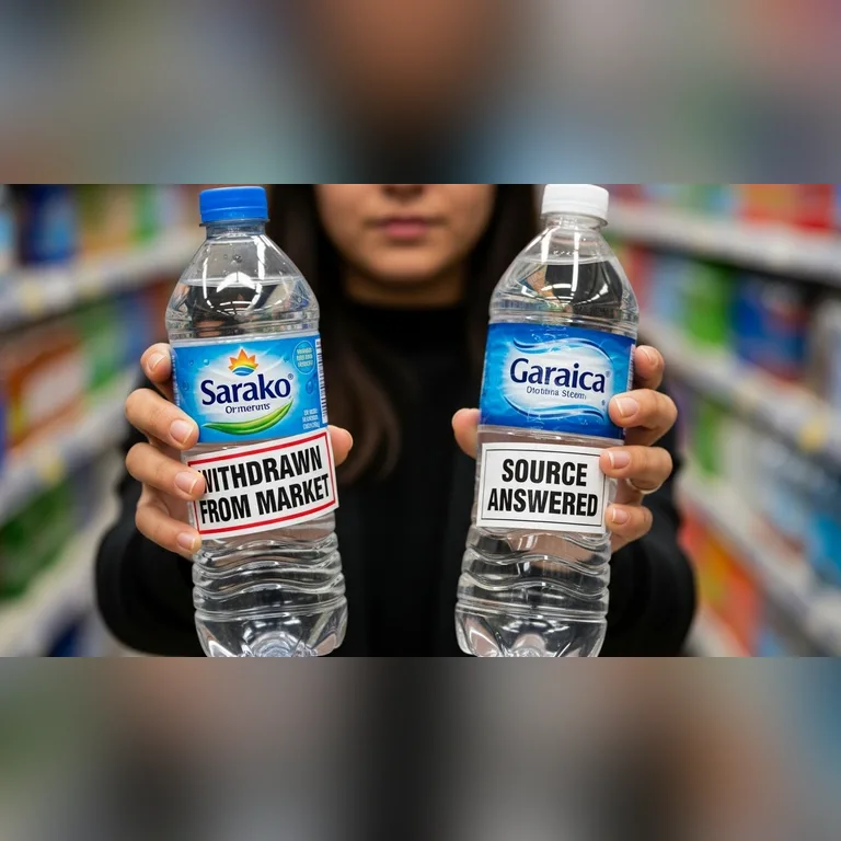 فحص جودة المياه المعدنية في الأسواق زجاجات مياه معدنية على رفوف المتاجر تخضع لفحص الجودة والسلامة